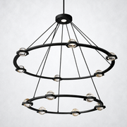 Coikle Crystal Ball 2-Tier Round Chandelier 48