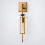 Furelit Brass Small Wall Sconce Glass Shade