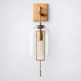 Furelit Brass Small Wall Sconce Glass Shade