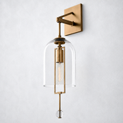 Furelit Brass Small Wall Sconce Glass Shade