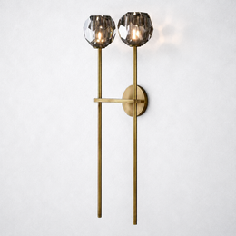 Kristing Smoke Crystal Grand Double Sconce 28''