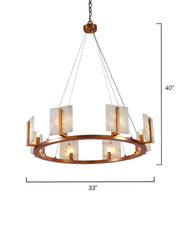 Large Contemporary Alabaster Brass Halo Chandelier