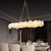 Alabaster Moira Marble Modern Snowflake Linear Chandelier