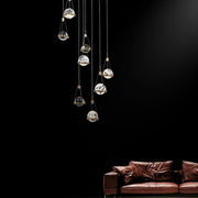 Primary Rock Crystal Ball Ceiling Mounted Staircase Chandelier