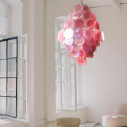 Pink Vintage Murano Glass Tiered Chandelier